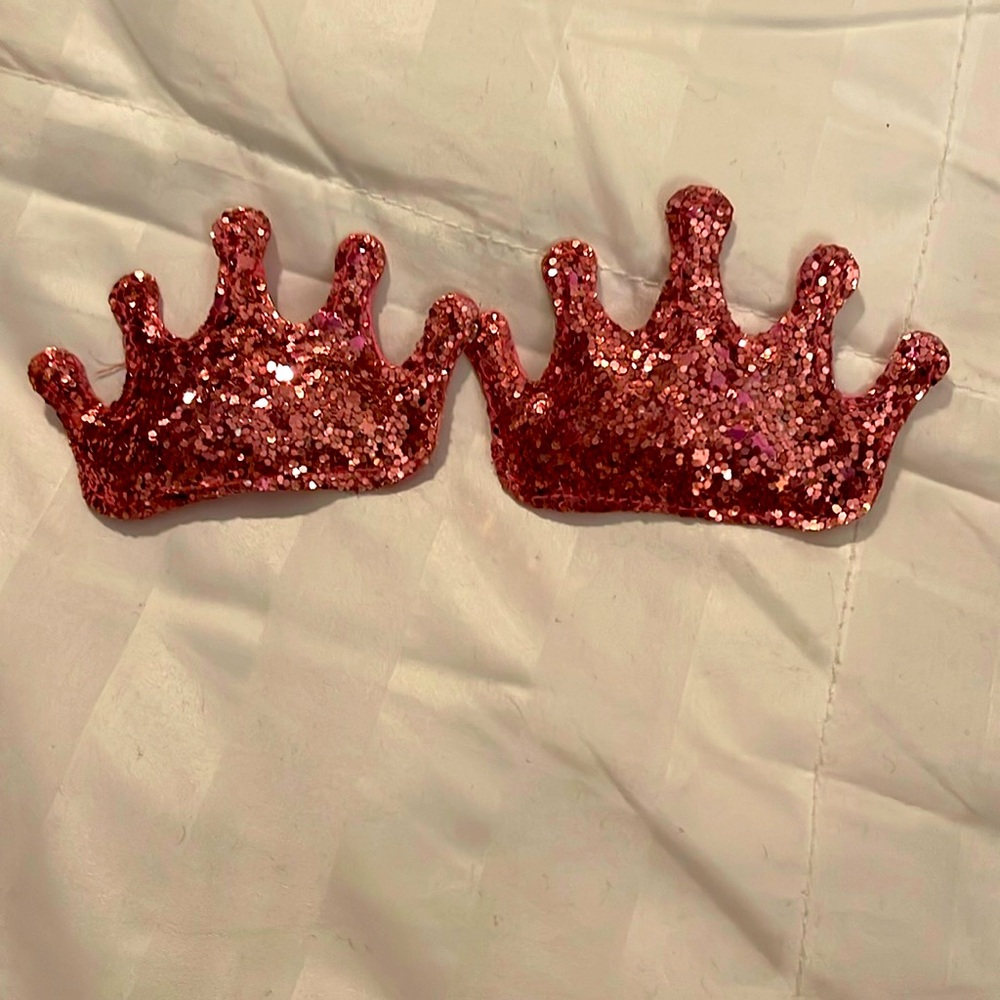 Gymboree pink glitter princess crown clips